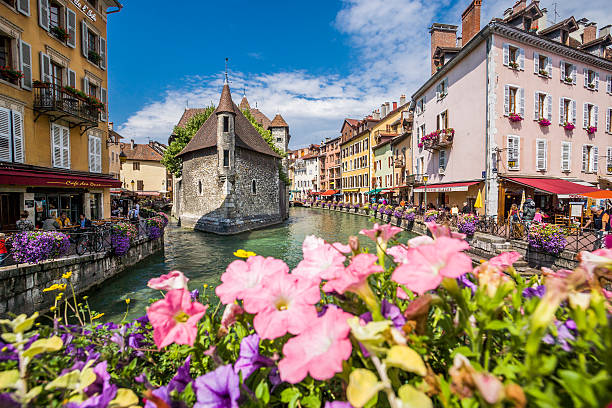 Haute-Savoie, Savoy,  flowers on the riverside