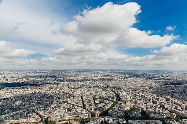 Aerial view of Paris taken from the top of the Eiffel Tower